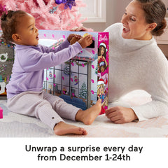 Fisher-Price Little People Barbie Advent Calendar Playset, Christmas Gift For Toddlers, 24 Toys