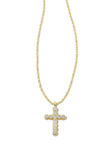 Cross Gold Pendant Necklace White CZ