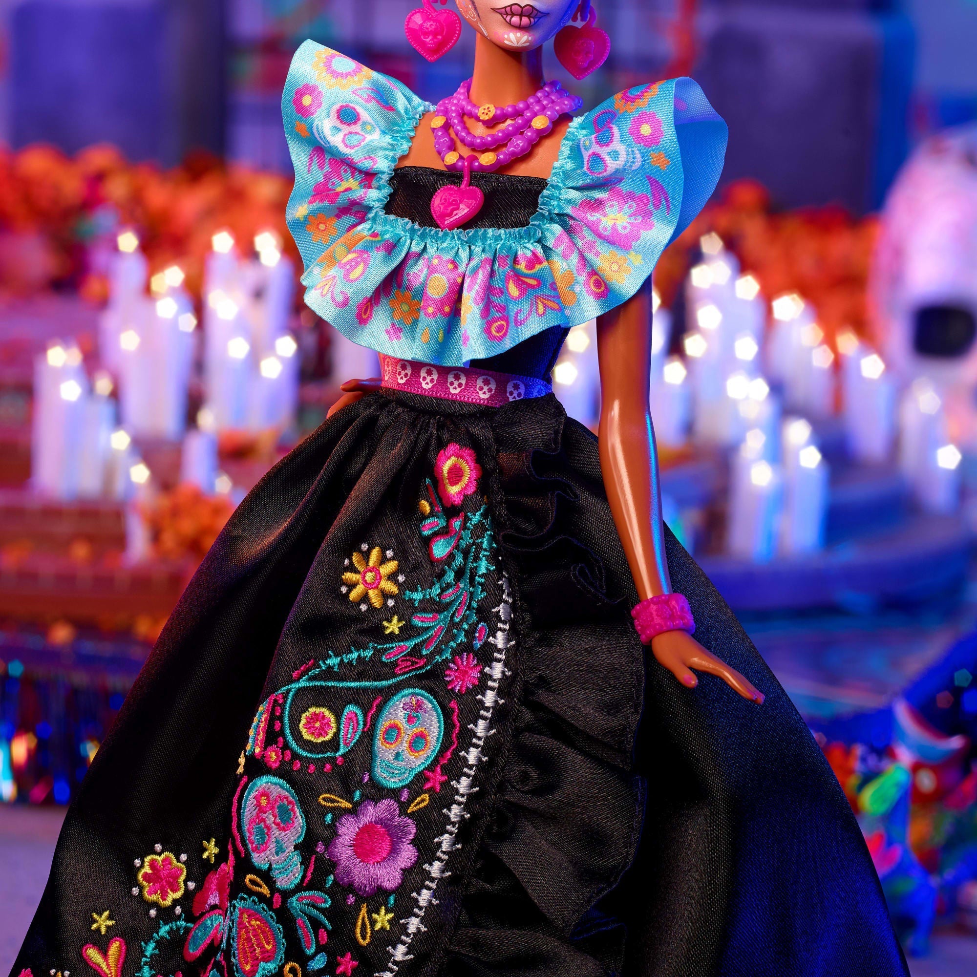 Barbie Signature Día De Muertos 2024 Collectible Doll in Ruffled Black Gown