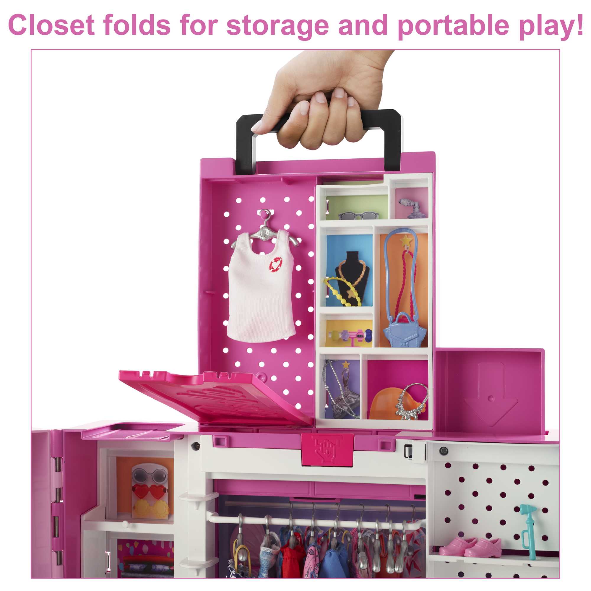 Barbie Closet Playset With 35+ Accessories, 5 Complete Looks, Pop-Up 2nd Level, Dream Closet