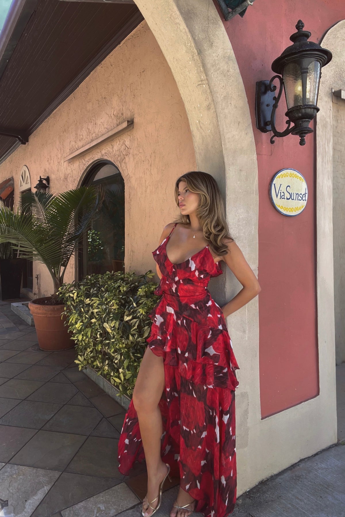Saffron Breeze Maxi Dress Red