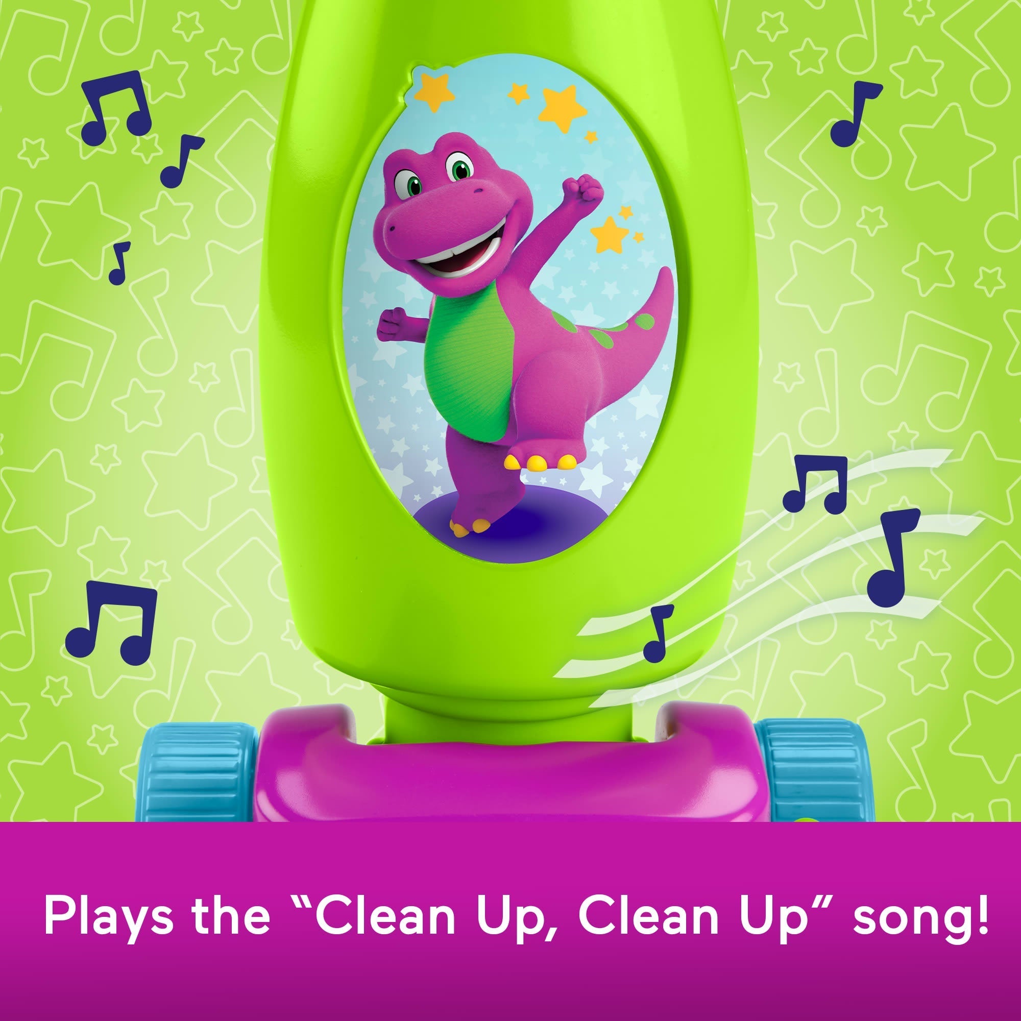 Fisher-Price Barney's World Clean Up Vacuum Electronic Toddler Toy With Lights, Music & Games