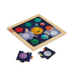 Fisher-Price Wooden Jigsaw Puzzle Space Theme For Toddlers & Preschool Kids, 9 Wood Pieces