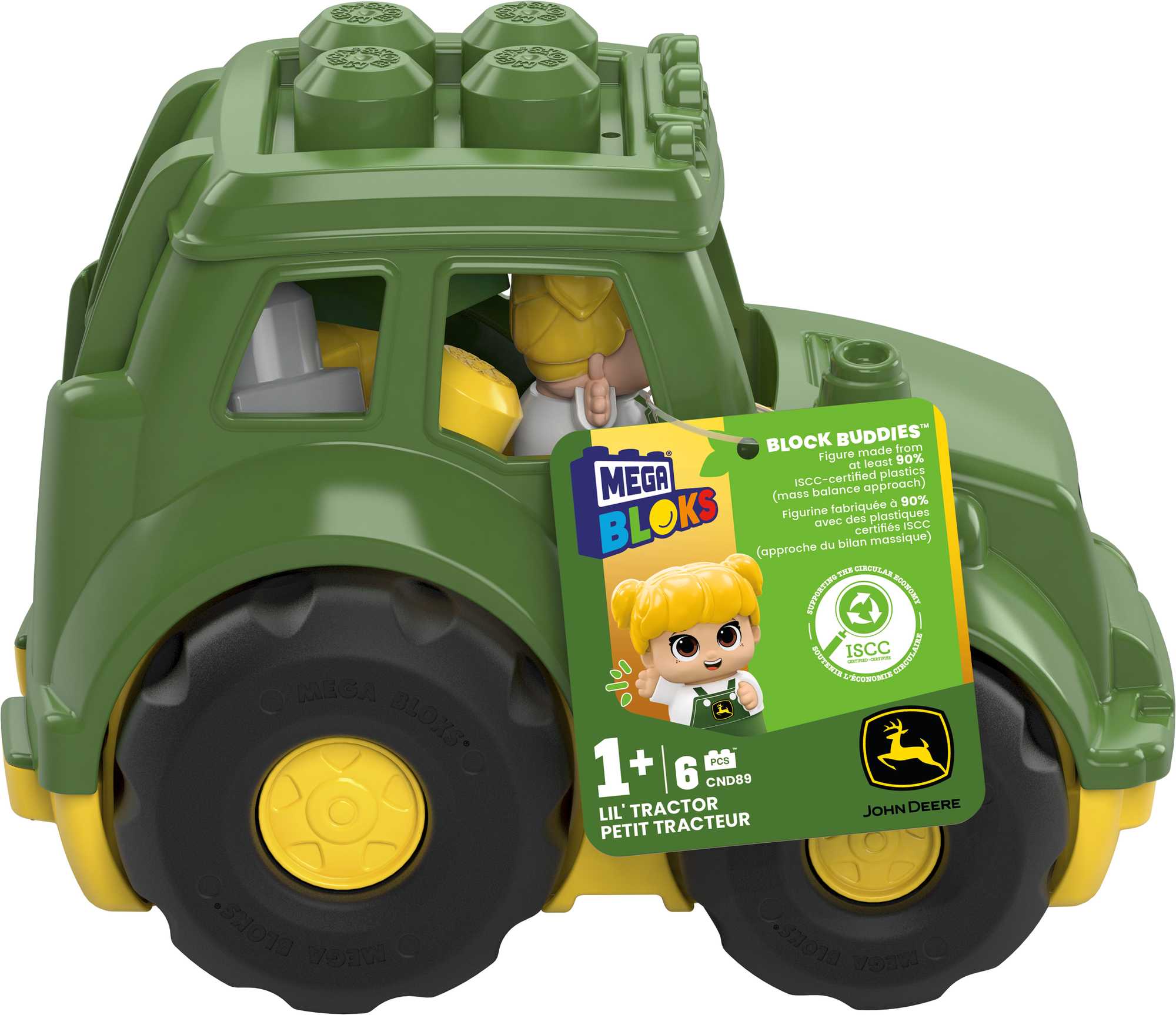 MEGA BLOKS John Deere Lil' Tractor Building Toy Blocks (6 Pieces) For Toddlers