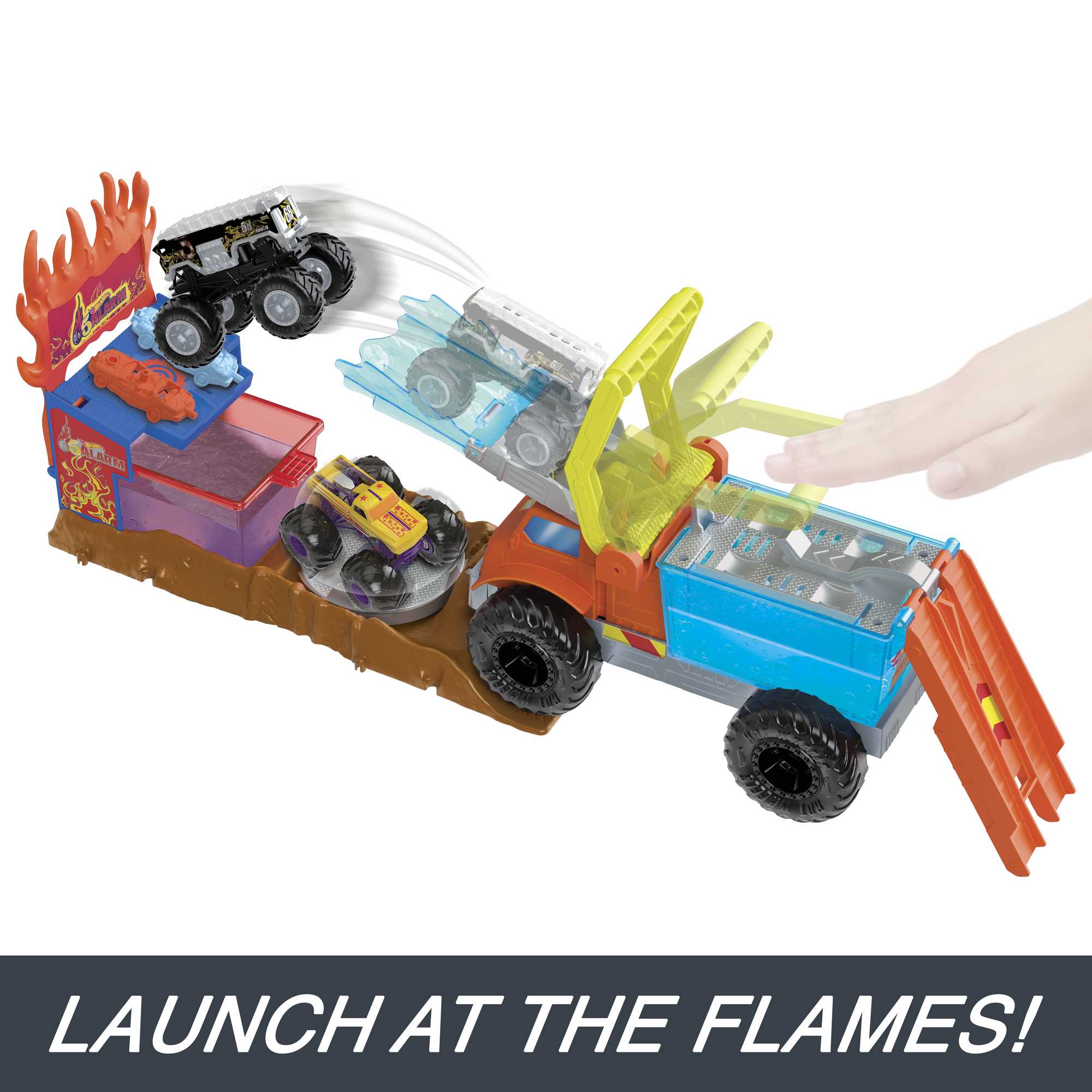 Hot Wheels Monster Trucks Arena Smashers Color Shifters 5-Alarm Rescue Playset