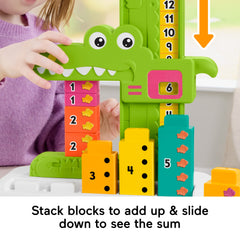 Fisher-Price Adding Alligator Educational Toy With 10 Stacking Blocks For Preschool Kids