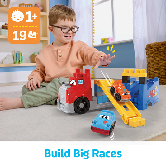 MEGA BLOKS First Builders Build & Race Rig Toy Blocks (19 Pieces) For Toddler