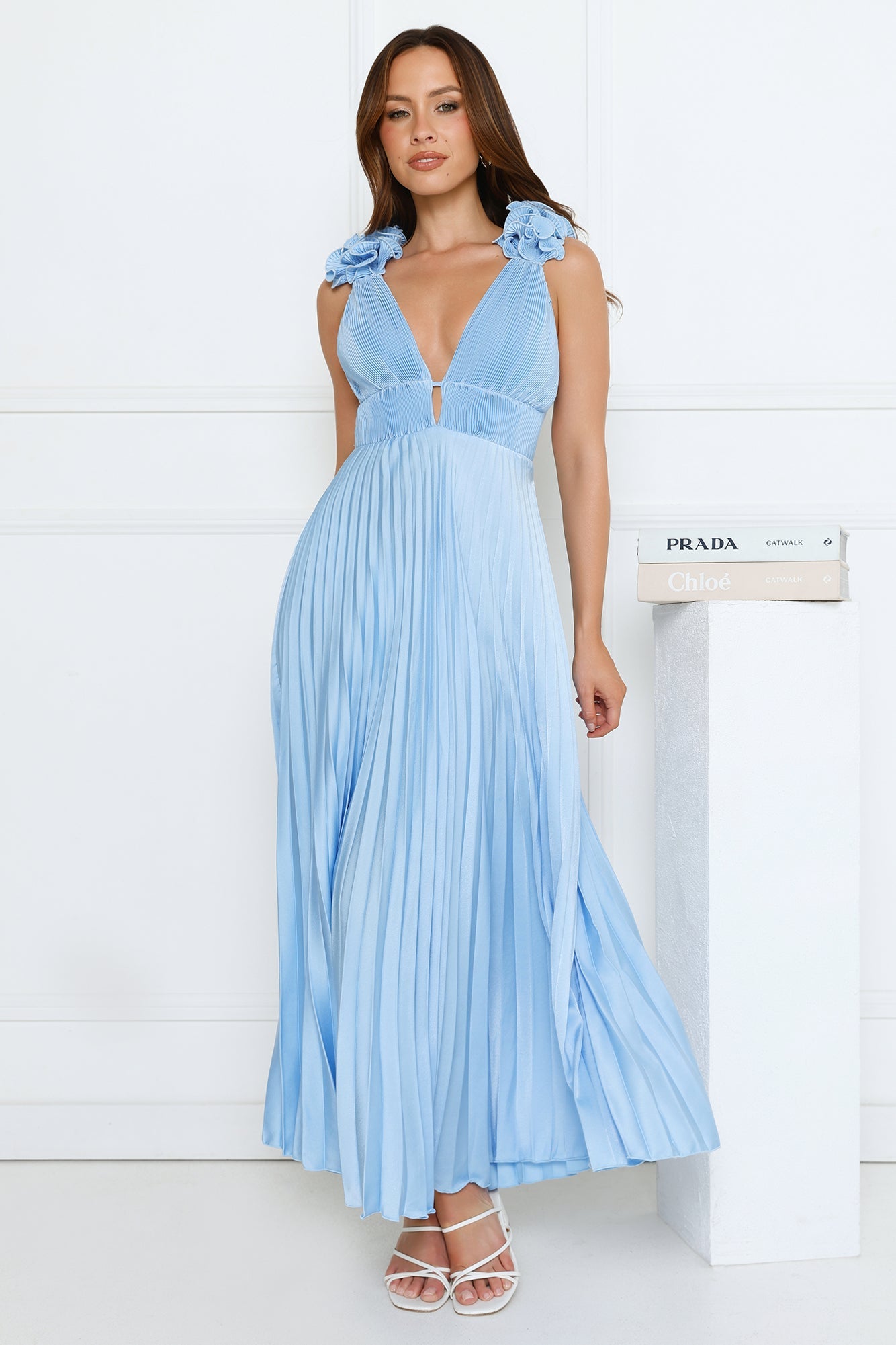 Something Special Satin Midi Dress Blue
