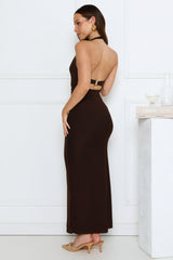 Midnight Élan Halter Maxi Dress Brown