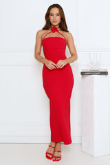 Flower Fling Halter Maxi Dress Red