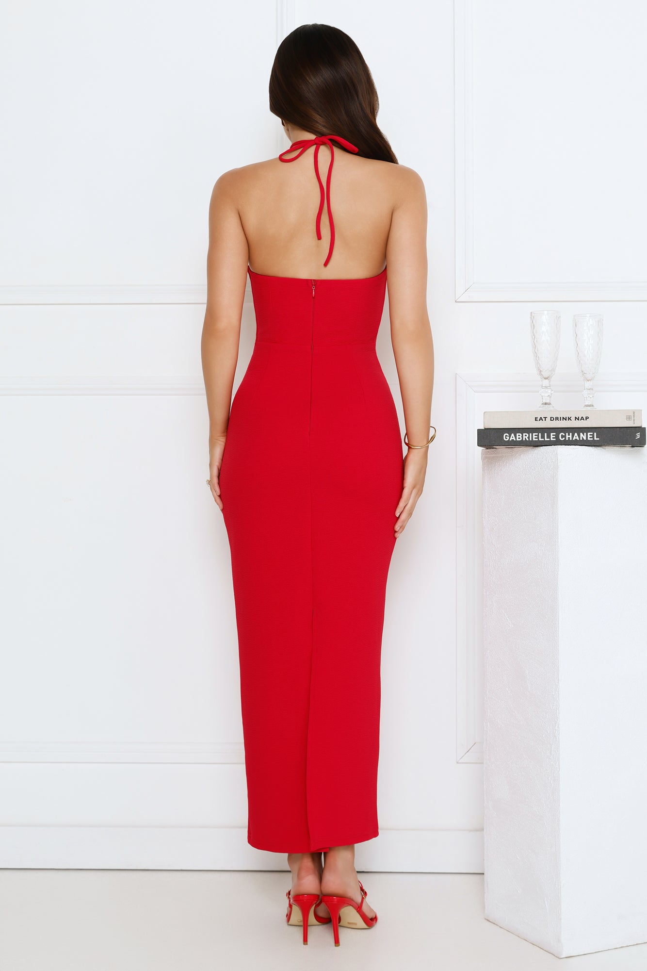 Flower Fling Halter Maxi Dress Red