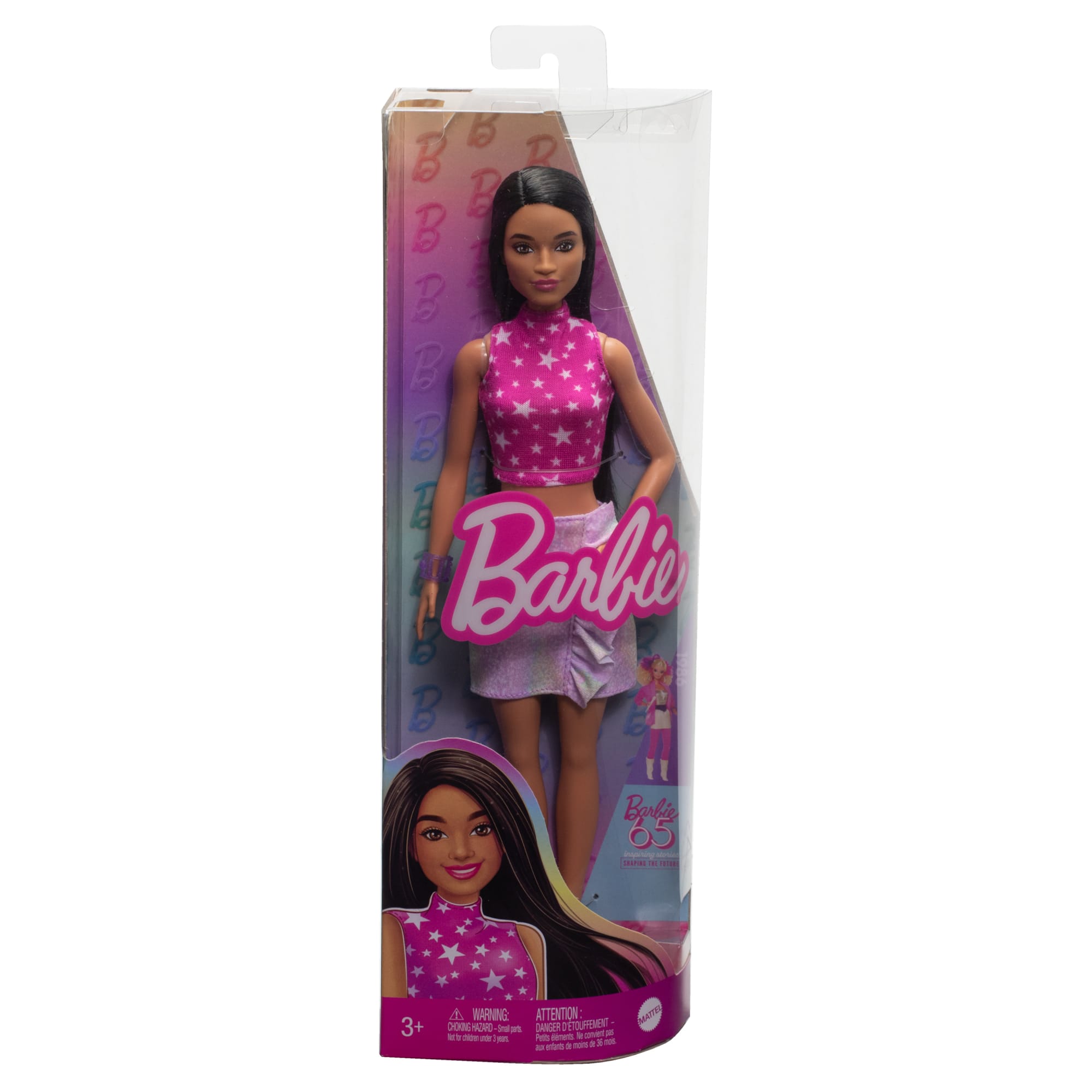 Barbie Fashionistas Doll #215 With Black Straight Hair & Iridescent Skirt, 65Th Anniversary