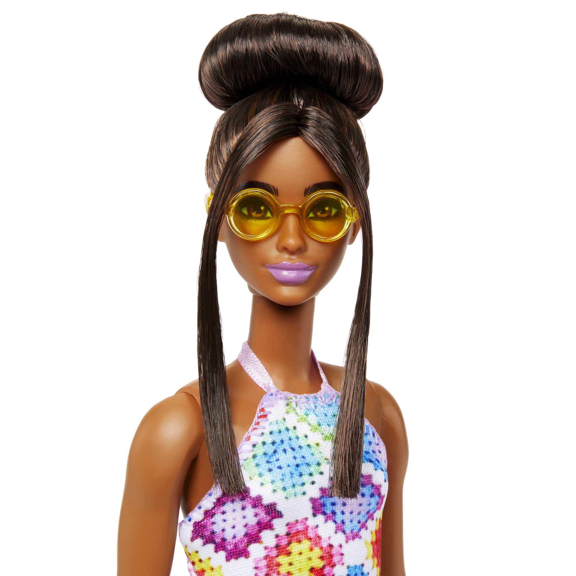 Barbie Fashionistas Doll #210 With Bun And Crochet Halter Dress