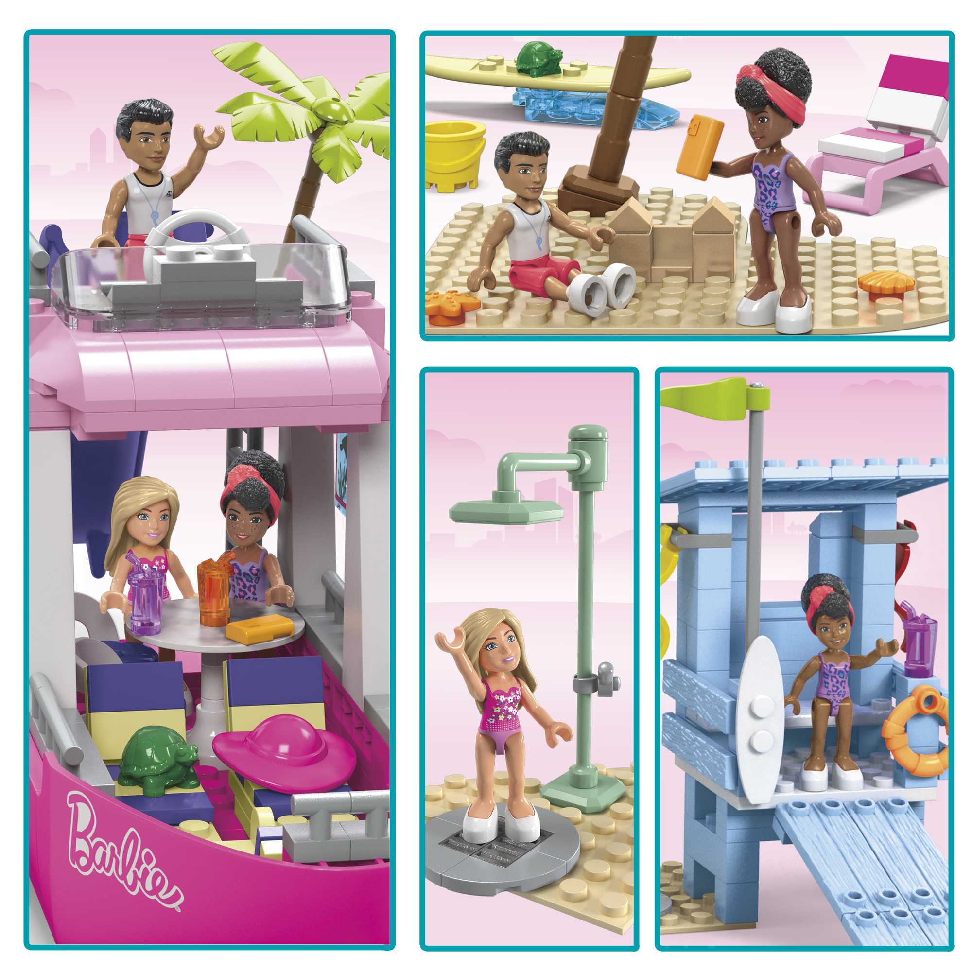MEGA Barbie Malibu Dream Boat Building Kit Playset With 3 Micro-Dolls (317 Pieces)