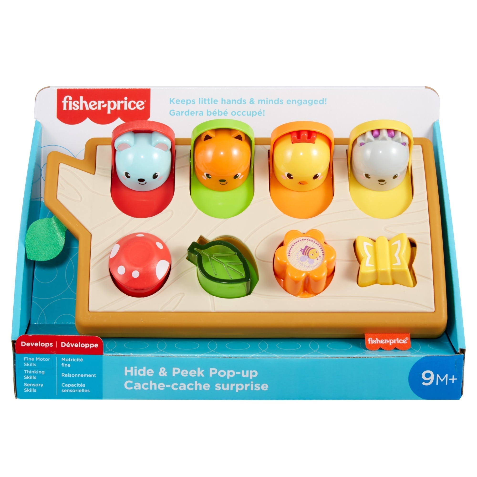 Fisher-Price Hide & Peek Pop-Up Animal-Themed Baby Sensory Activity Toy With Wood & Sounds