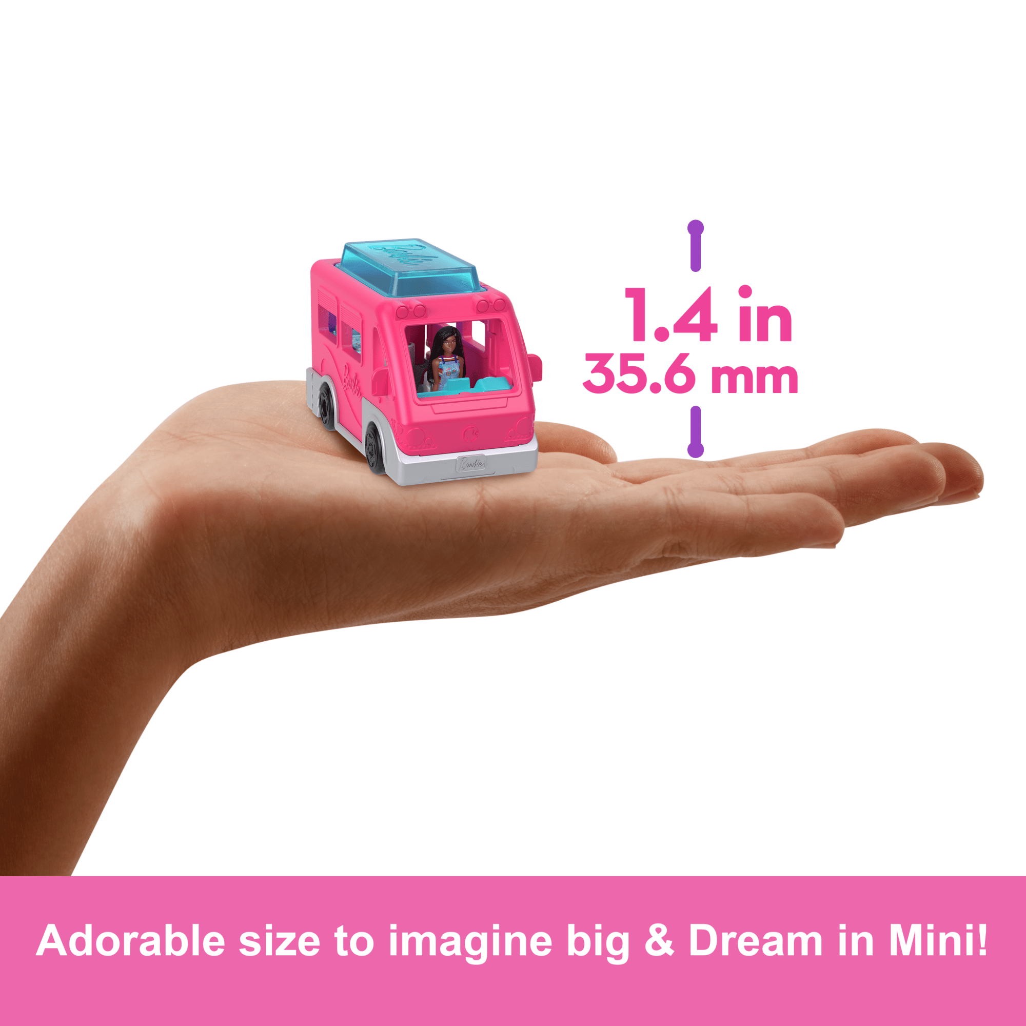 Barbie Mini Barbieland Doll & Vehicle Set With 1.5-inch Doll & Dreamcamper With Color-Change Pool
