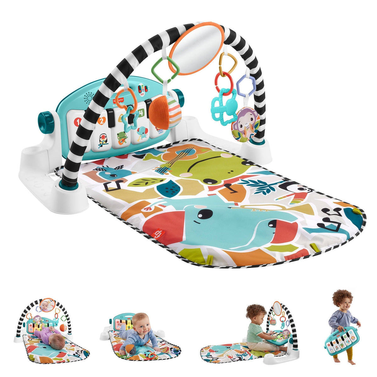 Fisher-Price  Tapis Piano Lumières et Apprentissage, Bleu, Français